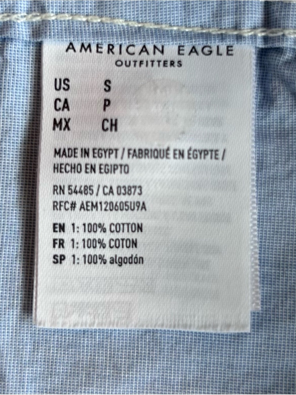American Eagle Blue Button Down Shirt Men’s Small 100% Cotton Relaxed Fit Preppy - Picture 4 of 11